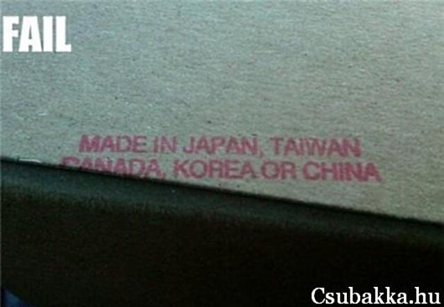 FAIL Japán made in china fail kína cimke