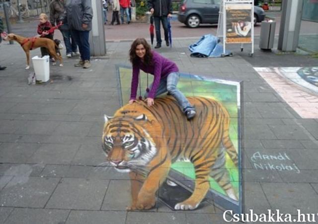 Elképesztő utcai művészet tigris elképesztő utcai művészet ötletes kép érdekes
