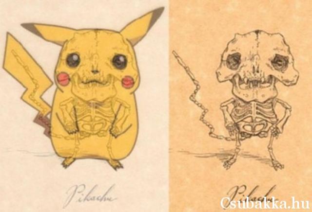 Pokémon biológia pikachu rajz csontváz biológia pokemon