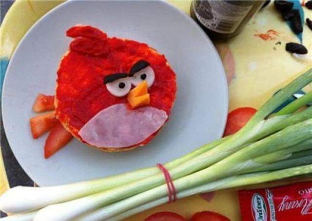 Szendvics kép reggelire Angry Birds reggeli fárasztó