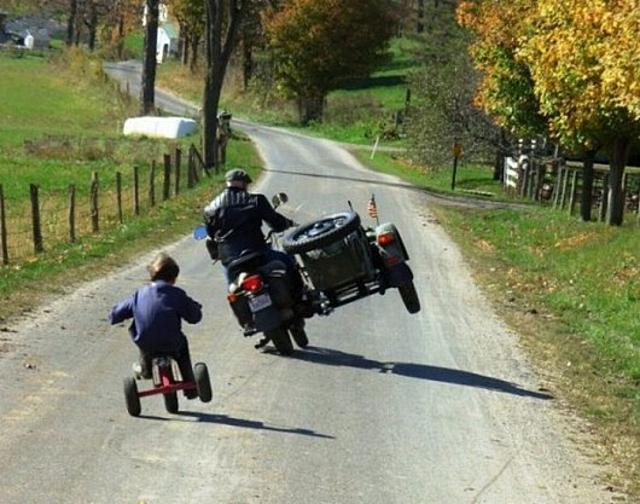 Apja fia gyerek motor tricikli öreg laza