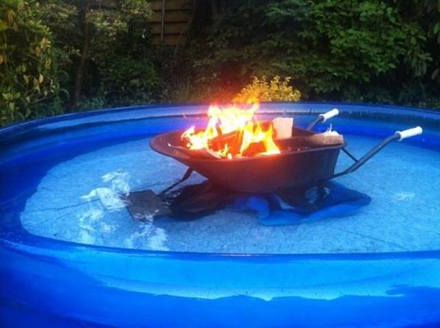 Medencefűtés tűz laza elvetemült ötletes medence talicska kép