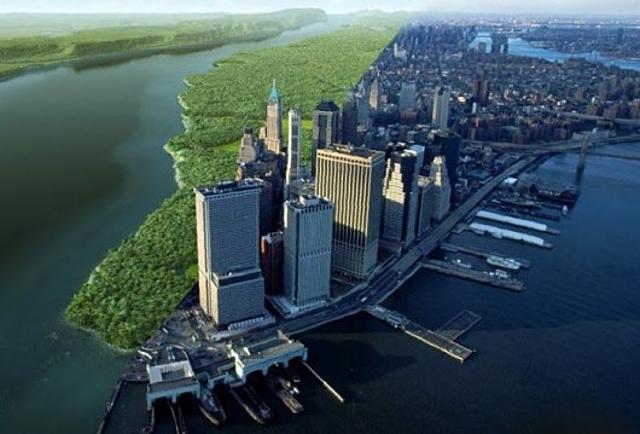 Manhattan régen és most város illusztráció régen manhattan most