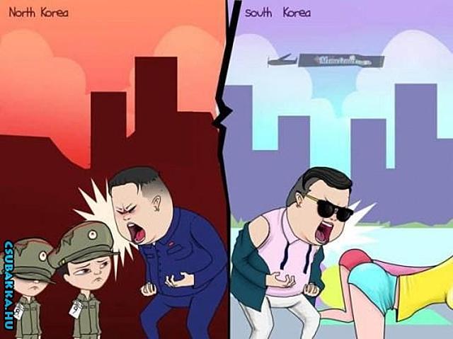 Észak vs Dél Korea :) kórea vicces képek gangnam style