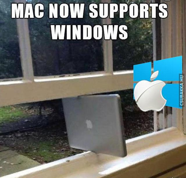 Döbbenetes IT megoldás, az Apple támogatja a Windowst! vicces windows apple Képek