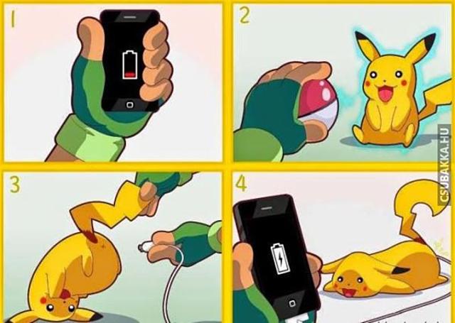 Töltés telefon töltés pikachu
